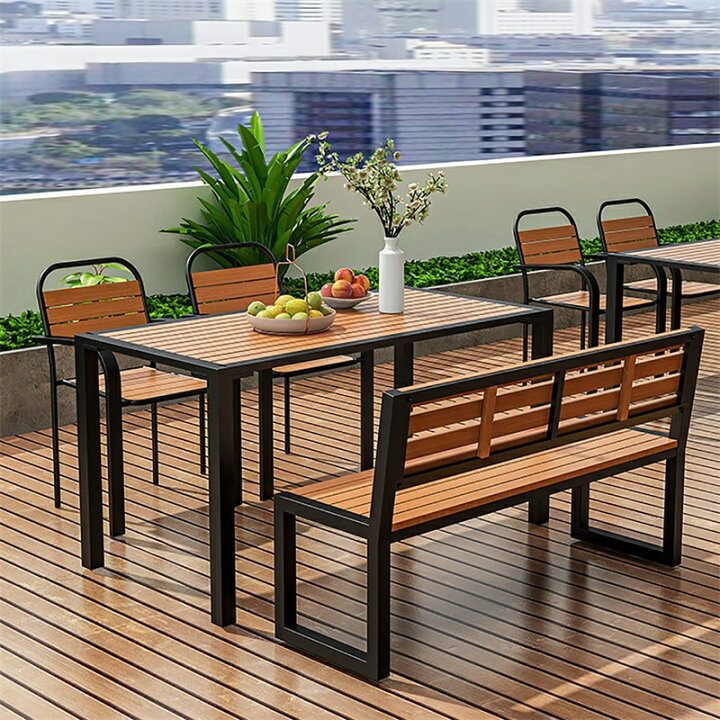 楽天市場】ガーデンテーブルセット屋外ダイニングテーブルとベンチ 4点 
