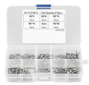 MlW Zbg 210pcs 210Zbg M2XeX˂ M2*8 M2*6 M2*12 M2*16 M2*20ie30jZpibgi60jx ϕH HƗp @pi[P[Xtj
