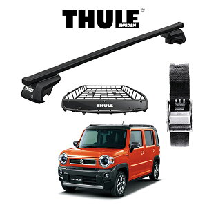 スズキ ハスラー ルーフレール付き車 R1/12〜 スクエアバー キャリアバスケット Canyon 859XT ストラップ セット DIY アウトドア