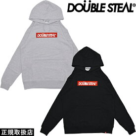 Double Steal ダブル スティール BOX LOGO PULLOVER PARKA 964-64081 ボックス ロゴ プルオーバー パーカー 長袖 TOPS トップス HOODIE フーディー シンプル BLACK ブラック GRAY グレー L XL プレゼント ギフト ストリート 男女兼用 人気 即日発送 翌日配達 正規品 送料無料