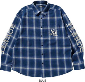 XLARGE エクストララージ OLD ENGLISH L/S FLANNEL SHIRT 101233014004 オールド イングリッシュ ロングスリーブ フランネル シャツ TOPS トップス チェック GORILLA ゴリラ LOGO ロゴ BLACK ブラック BLUE ブルー XL プレゼント ギフト 即日発送 翌日配達 正規品 送料無料