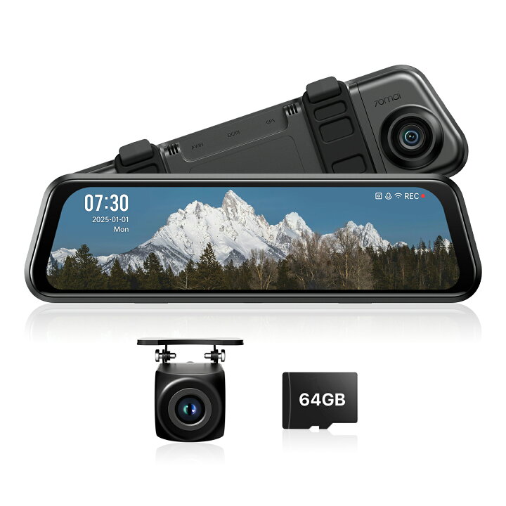 楽天市場】【3年品質保証 64GBカード付属】70mai Dash Cam S410 ミラー 