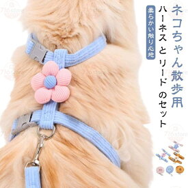 猫 ダブルロック 猫 ワンタッチ式 リード 猫用ハーネス 柔らかい触り心地 ねこハーネス 猫用リード 猫用ハーネス＆リードセット 簡単 抜けない ねこ