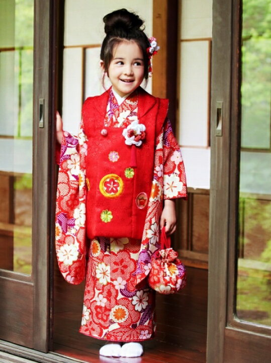 楽天市場】七五三 3歳 被布セット “紅一点”ブランド 正絹 女の子用 