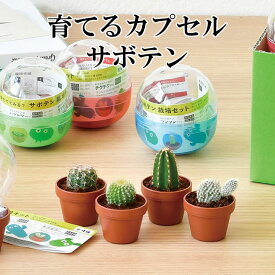 栽培キット 育てるカプセル サボテン 栽培セット 植物 グリーン 丸サボテン 柱サボテン うちわサボテン かわいい おしゃれ ギフト グリーン インテリア 置物 グッズ