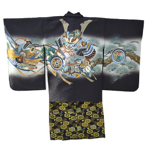 \まとめ割☆終了間近/ 七五三 着物 男の子 5歳 袷用 アンサンブル10点セット 兜に軍配 金襴袴 箱なし 羽織+袴+長着+小物 礼装 子供 男の子 男児