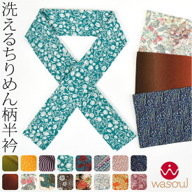 ＼在庫処分市×マラソン終了間近／ ★4.7【ランキング1位受賞】 洗える 半衿 柄 半襟 袷用 日本製 [WASOUL] ちりめん 友禅 半衿 小紋 紬用 ポリエステル おしゃれ 大人 レディース 女性