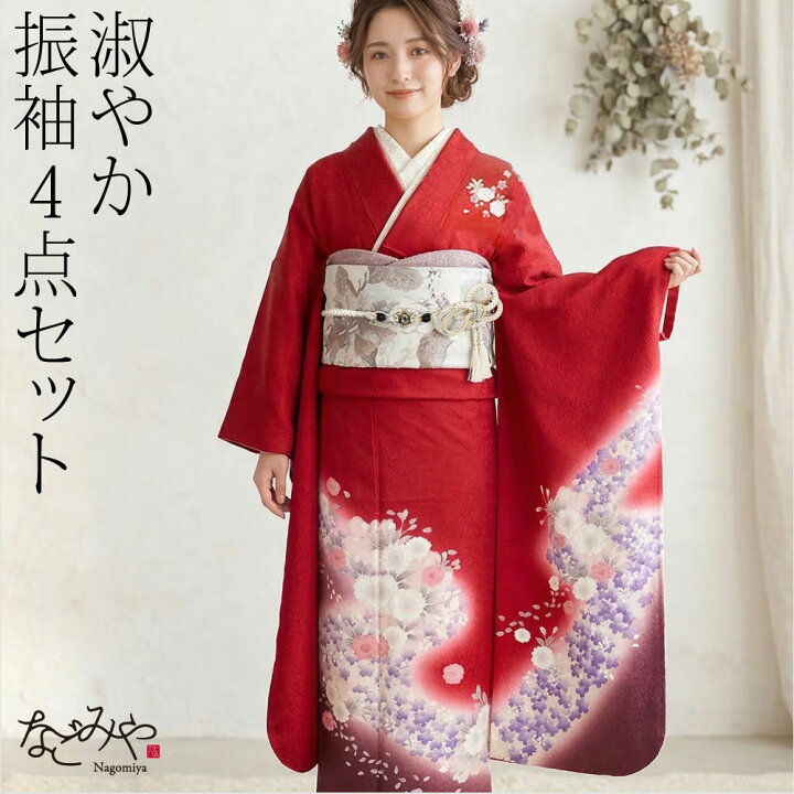 楽天市場】＼夏の市サマーセール／ 仮絵羽 袷用 正絹 振袖 赤 くすみ 