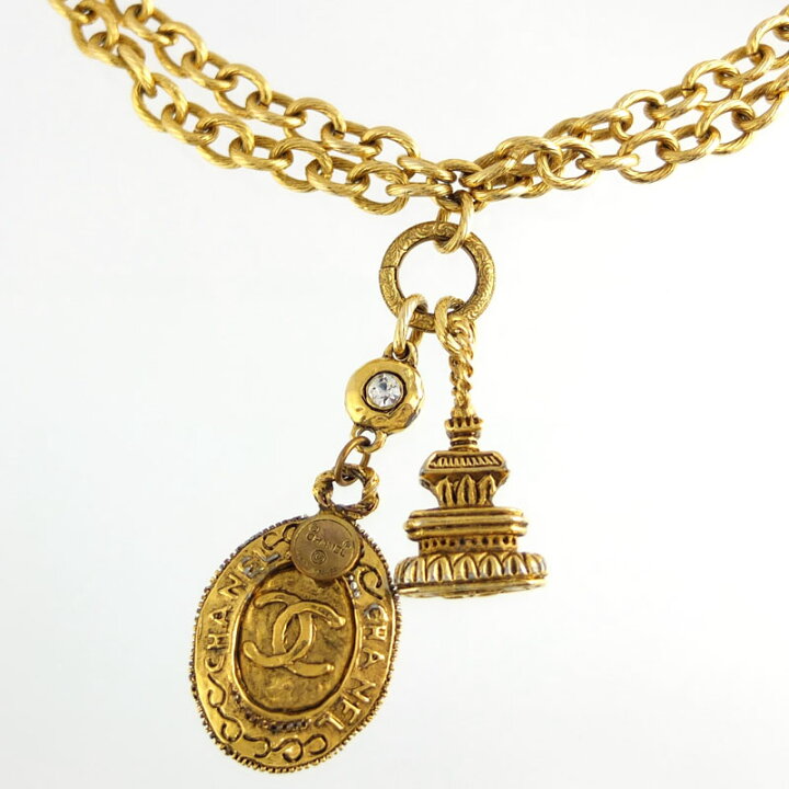 楽天市場】シャネル CHANEL 2連 チェーン ロング ネックレス ココ 