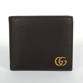 グッチ GUCCI GGマーモント 二つ折り札入れ 428726　ダークブラウン　レザー　メンズ 【中古】