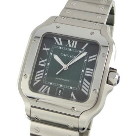 カルティエ CARTIER サントス ドゥ カルティエ ウォッチ LM WSSA0062 自動巻 グリーン文字盤 メンズ腕時計 【中古】