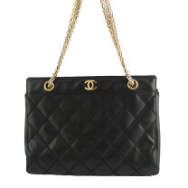 楽天市場】chanel シャネル ラムスキン チェーントートバッグ ブラック  