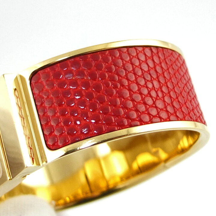 HERMES ロケ バングルウォッチ 赤 箱 クォーツ バングル ゴールド 