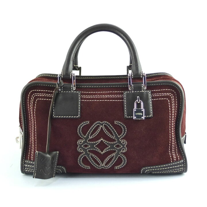 ロエベ LOEWE アマソナ28 アナグラム ロゴ ハンドバッグ スエード 