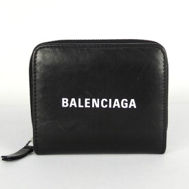 バレンシアガ BALENCIAGA コンパクトウォレット 551933　二つ折り財布　ブラック　レザー 【中古】
