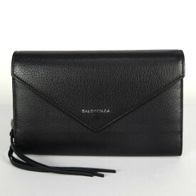 バレンシアガ BALENCIAGA ペーパーマニー 371661　二つ折り長財布　ブラック　レザー 【中古】