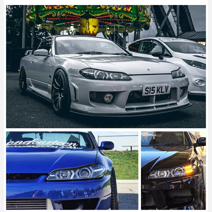 楽天市場】S15 シルビア ファイバー LED ヘッドライト V3 ブラック 