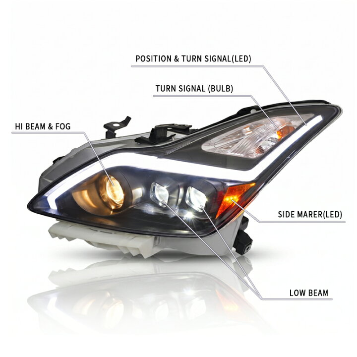楽天市場】CKV36 V36 スカイラインクーペ ファイバー LED ヘッドライト 
