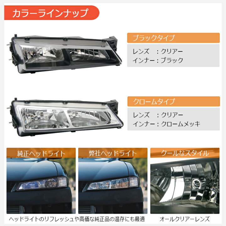楽天市場】S14 CS14 シルビア 後期 クリスタル クリアー レンズ ヘッド 