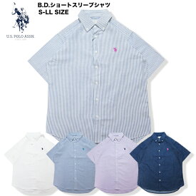 【父の日GIFT】【U.S.POLO ASSN. 03-27】B.Dショートスリーブシャツ春夏新作 US POLO ASSN メンズトップス レディーストップス ストライプシャツ 半袖シャツ カジュアルシャツ 1pointシャツ U.S.POLO ASSN.シャツ 刺繍シャツ 7bridge