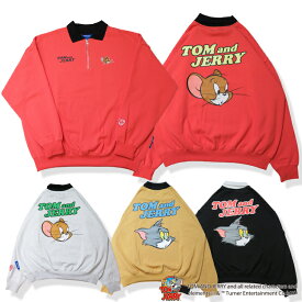 【20％OFF】【SALE】【SEQUENZ 01-20】TOM&JERRY HALF ZIP POLO SWET新作 トムとジェリー ハーフZIPトレーナー スウェット 裏起毛 メンズ レディース tom and jerry トムジェリトレーナー アニメ キャラ ブランド 正規品 プレゼント ペアルック 7bridge 春トレーナー