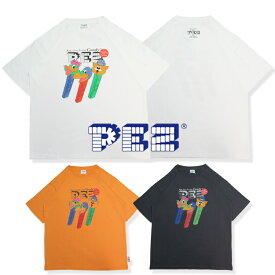 【父の日GIFT】【30％OFF】【SALE】【PEZ 06-27】PEZプリント半袖Tシャツ新作 PEZ トップス メンズ レディース Tシャツ バックプリント ビックサイズ ビックTシャツ PEZプリントTシャツ お菓子 パッケージ レトロプリント キャラクタープリント ペッツ 7bridge