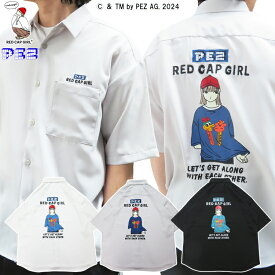 【RED CAP GIRL×PEZ 04-02】RCG×PEZコラボ半袖シャツ春夏 新作 RED CAP GIRL トップス メンズ レディース シャツ 半袖シャツ イラストプリント PEZ PEZコラボ商品 bigシャツ ルーズシャツ イラスト ペッツ コラボ 女の子プリント 7bridge 春シャツ プレゼント