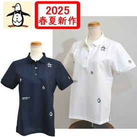 【2025春夏】マンシングウェア レディース 半袖 ポロシャツ 鹿の子 日本製 70周年 白 紺 MG5SHS35L 3Lサイズ有 ゴルフウェア 送料無料