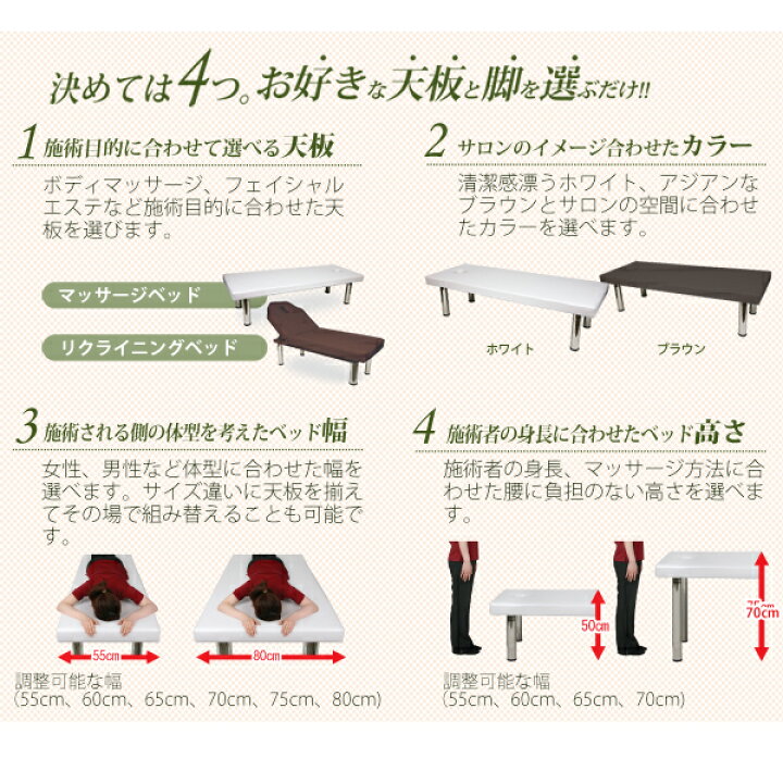 楽天市場】マッサージベッド 差し込み脚 有孔 ホワイト天板 スチール 
