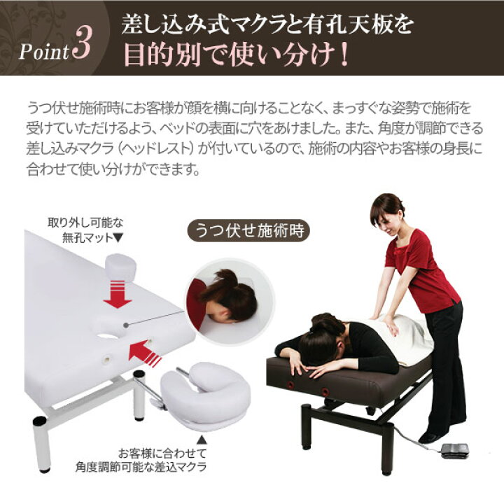 楽天市場】電動昇降 マッサージベッド 有孔 長さ185×幅65×高さ51-88cm 