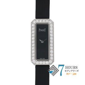 【117730】PIAGET ピアジェ P11014 ライムライト ダイヤベゼル ブラックダイヤル WG/レザー クオーツ 純正ボックス 腕時計 時計 WATCH レディース 女性 女【中古】