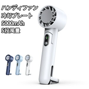 ハンディファン 冷却プレート 5000mah USB 充電式 最強 携帯扇風機 扇風機 卓上 5段風量 10モード 冷却 モバイルバッテリー 大風量 ハンディ扇風機 手持ち扇風機 首掛け扇風機 扇風機 卓上 ミニ
