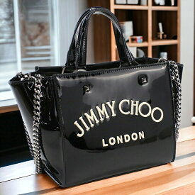 【あす楽対応】 ジミーチュウ トートバッグ レディース JIMMY CHOO パテントファブリック イタリア VARENNE TOTE BAG-S ブラック バッグ