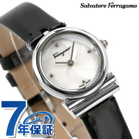 サルヴァトーレ フェラガモ ガンチーニ クオーツ 腕時計 ブランド レディース 革ベルト Salvatore Ferragamo SFYE00422 アナログ ホワイトシェル ブラック 黒 スイス製 プレゼント ギフト
