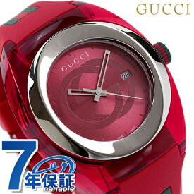【クロス付】 グッチ 時計 スイス製 メンズ 腕時計 ブランド YA137103A GUCCI シンク 46mm レッド 記念品 ギフト 父の日 プレゼント 実用的