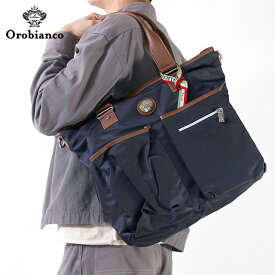 オロビアンコ トートバッグ メンズ ブランド Orobianco SENZANOME ビジネスバッグ ナイロン レザー SENZANOME-BL ネイビー バッグ