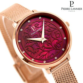 ピエールラニエ エオリア コレクション フランボワーズ クオーツ 腕時計 ブランド レディース Pierre Lannier P428C959 アナログ レッドシェル ピンクゴールド 赤 フランス製 プレゼント ギフト