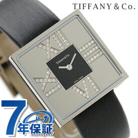 ティファニー アトラス カクテル スクエア K18WG ダイヤモンド レディース 腕時計 Z1950.10.40E10A40E TIFFANY＆Co. シルバー×ブラック サテンレザー 新品 時計 プレゼント ギフト