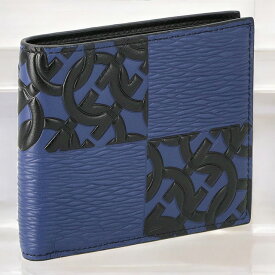 フェラガモ 二つ折り財布 メンズ ブランド Ferragamo 661083 ブルー/ブラック ウォレット 高級 おしゃれ プレゼント 実用的