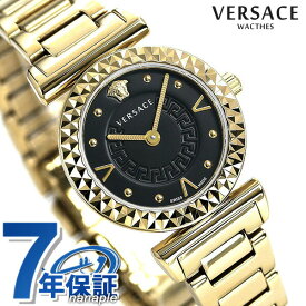 ＼先着2000円OFFクーポンにさらにポイントUP／ ヴェルサーチ 時計 レディース 腕時計 ブランド ミニ バニティ スイス製 VEAA00518 VERSACE ブラック×イエローゴールド 新品 記念品 プレゼント ギフト