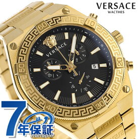 ヴェルサーチ スポーティー グレカ クオーツ 腕時計 ブランド メンズ クロノグラフ VERSACE VESO00922 アナログ ブラック ゴールド 黒 スイス製 プレゼント 実用的