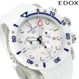 エドックス クロノオフショア1 腕時計 ブランド メンズ チタン クロノグラフ EDOX 10242-TINB-BBUINR アナログ ホワイト 白 スイス製 ギフト 父の日 プレゼント 実用的