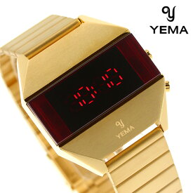 ＼先着2000円OFFクーポンにさらにポイントUP／ イエマ LED ゴールド 37.5mm クオーツ YMHF1575-1AM 腕時計 メンズ レッド×ゴールド YEMA 父の日 プレゼント 実用的