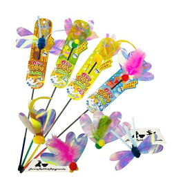カシャカシャじゃれる 選べる アソート ＆ まとめ買い 4種 (4本) かぶと虫 小鳥 きんぎょ お花 猫のおもちゃ 猫 じゃらし ネコ 竿 羽 羽根 天然 ペット用品 ストレス解消 運動不足 音 鳴る 玩具 ペッツルート かわいい かしゃかしゃ