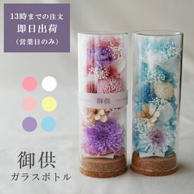 プリザーブドフラワー 仏花 お供え 花 アレンジ 線香 新盆 御盆 御供 花 仏壇用 お供 花 お悔み 花 お悔やみ ペット 虹の橋 納骨堂 仏壇 枯れない花 一周忌 四十九日 お盆 法事 ブリザードフラワー 小さめ コンパクト ガラスドーム 菊 【ガラスボトル仏花 まどか】