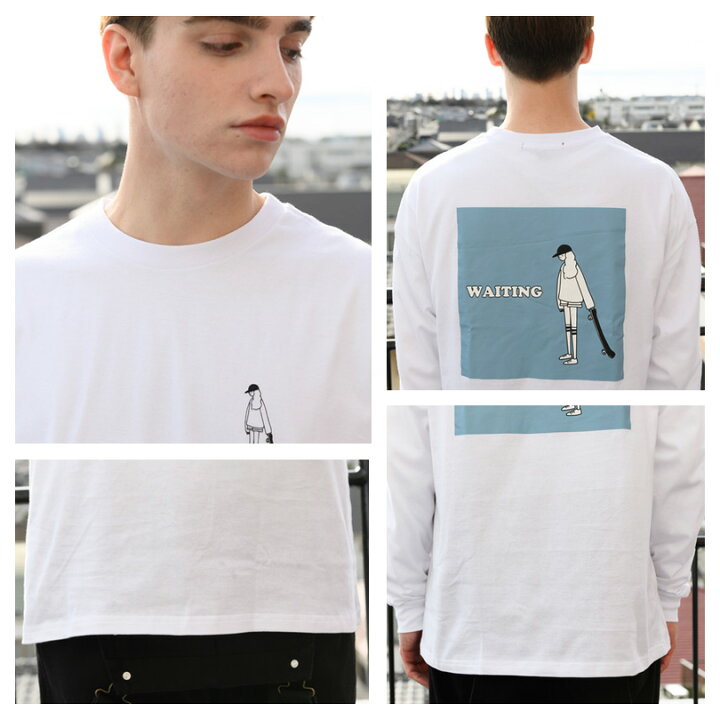 楽天市場 ビッグロングｔシャツ メンズ ロンｔ全4色 新作 Tシャツイラストプリント コットン ビッグｔシャツ 大きめホワイト モスグリーン ブラック 黒 グレージュストリート アメカジ アウトドア８ Eight エイト ８ 8 Eight