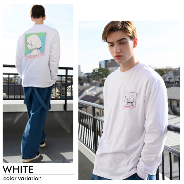 楽天市場 ビッグロングｔシャツ メンズ ロンｔ全3色 新作 Tシャツ ガールイラストプリント コットン ビッグｔシャツ 大きめホワイト 白 ブラック 黒 グレージュストリート アメカジ アウトドア８ Eight エイト ８ 8 Eight