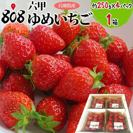 【送料無料】【兵庫県産】六甲ゆめいちご 大きさお任せ 1箱 約250g×4パック(北海道沖縄別途送料加算)