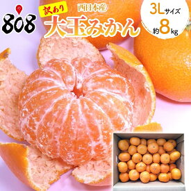 【送料無料】【西日本産】訳あり　大玉みかん　3Lサイズ　約8kg(北海道沖縄別途送料加算)