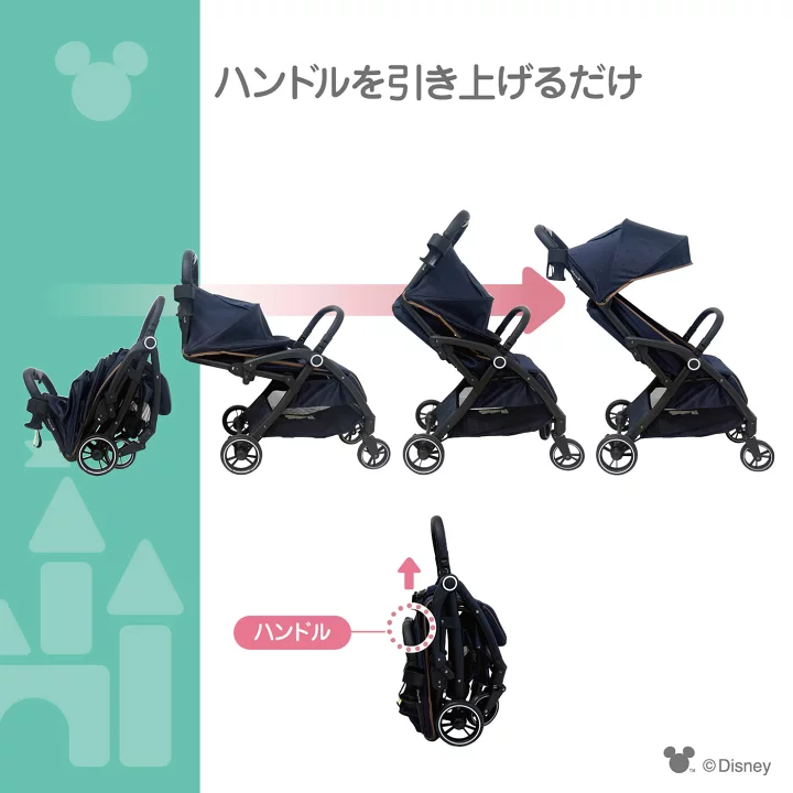 楽天市場】ディズニー 自動でたためるベビーカー/Mickey Mouseステップ 